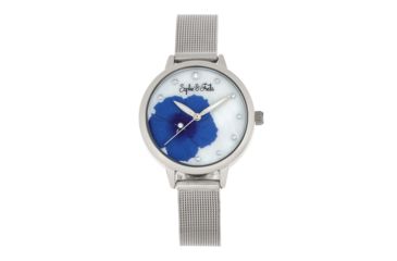 Image of Sophie And Freda Raleigh Mother-Of-Pearl Bracelet Watch w/Swarovski Crystals, Blue, One Size, SAFSF5702