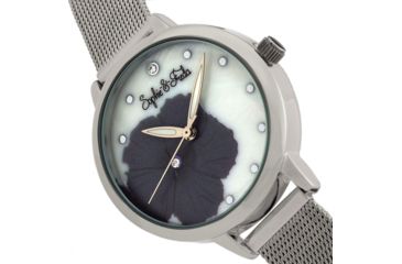 Image of Sophie And Freda Raleigh Mother-Of-Pearl Bracelet Watch w/Swarovski Crystals, Grey, One Size, SAFSF5701