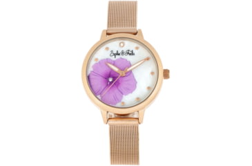 Image of Sophie And Freda Raleigh Mother-Of-Pearl Bracelet Watch w/Swarovski Crystals, Pink, One Size, SAFSF5705