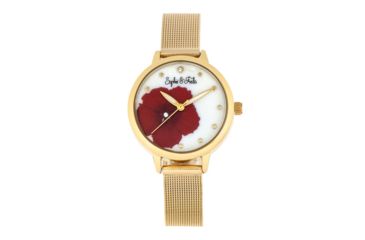 Image of Sophie And Freda Raleigh Mother-Of-Pearl Bracelet Watch w/Swarovski Crystals, Red, One Size, SAFSF5703