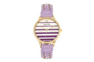 Image of Sophie And Freda Sophie &amp; Freda Tucson Leather Band Watches w/ Swarovski Crystals - Women's, Gold/Lavender, One Size, SAFSF4505
