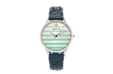 Image of Sophie And Freda Sophie &amp; Freda Tucson Leather Band Watches w/ Swarovski Crystals - Women's, Silver/Teal, One Size, SAFSF4502