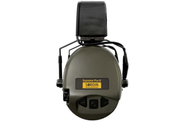 Image of Sordin Supreme PRO-X Slim Headset, Leather Headband, Green Cups, 520473