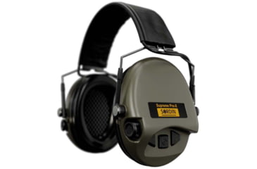 Image of Sordin Supreme PRO-X Slim Headset, Leather Headband, Green Cups, 520473