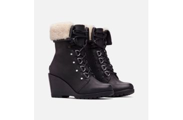Image of Sorel After Hours Lace Shearling Boot - Womens, Black, 9, 1822441010-9