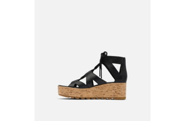 Image of Sorel Cameron Flatform Lace Wedge Sandals Leather - Womens, Black/Gum 2, 9 US, 1981631-010-9