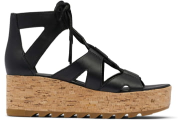 Image of Sorel Cameron Flatform Lace Wedge Sandals Leather - Womens, Black/Gum 2, 9 US, 1981631-010-9