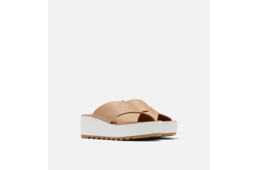 Image of Sorel Cameron Flatform Mule Wedge Sandals Leather- Womens, Honest Beige/Sea Salt, 8 US, 1999151-246-8