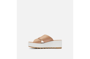 Image of Sorel Cameron Flatform Mule Wedge Sandals Leather- Womens, Honest Beige/Sea Salt, 8 US, 1999151-246-8