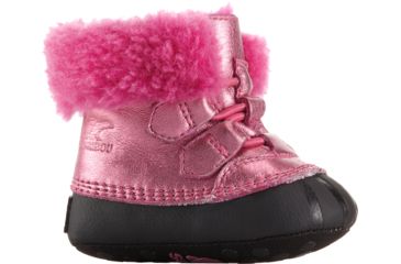 Image of Sorel Caribootie Leather Winter Boot - Kid's-Pink Ice/Black-2 Infant