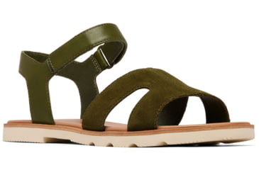 Image of Sorel Ella III Ankle Strap - Womens, Utility Green/Honey White, 5, 2076821-355-5