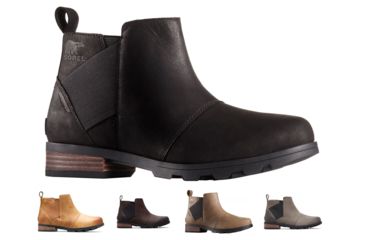 Image of Sorel Emelie Chelsea Ankle Boots - Women's, Black/Black, Camel Brown, Cattail, Major/Black, Quarry