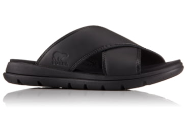 Image of Sorel Explorer Slide Sandal, Womens, Black/White, 6.5 US, 1776361010-6.5