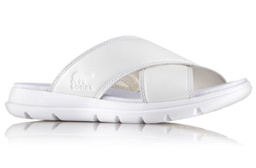 Image of Sorel Explorer Slide Sandal, Womens, White/Fawn, 6 US, 1776361100-6