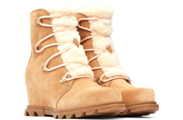 Image of Sorel Joan Of Arctic Wedge III Lace Cozy Bootie - Women's, Tawny Buff, Gum 2, 9.5, 1951151-253-9.5
