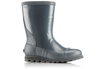 Image of Sorel Joan Rain Short Gloss Rubber Boot, Womens, Graphite/Sea Salt, 8 US, 1757541053-8
