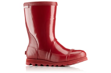 Image of Sorel Joan Rain Short Gloss Rubber Boot, Womens, Red Dahlia/Candy Apple, 11 US, 1757541661-11