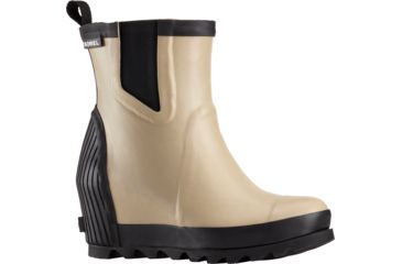 Image of Sorel Joan Rain Wedge Chelsea Felt Rubber Boot - Women's-Beach/Sea Salt-Medium-9.5