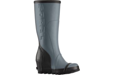 Image of Sorel Joan Rain Wedge Tall Felt Rubber Boot - Women's-Graphite/Black-Medium-11