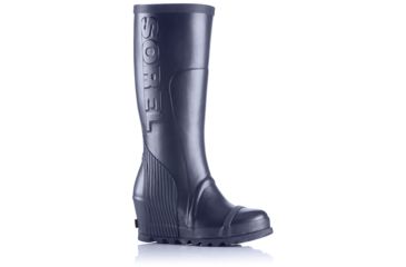 Image of Sorel Joan Rain Wedge Tall Rubber Boot - Women's-Nocturnal/Atmosphere-Medium-9.5