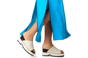 Image of Sorel Joanie IV Slide Wedge Sandals - Womens, Chalk/Black, 5, 2069791-191-5