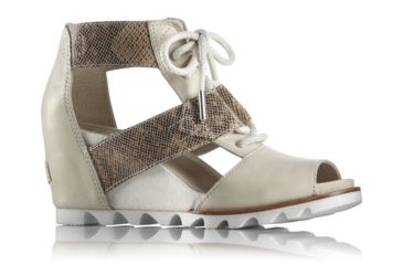 Image of Sorel Joanie Lace Snake Print Suede Sandal, Womens, Sea Salt, 8.5 US, 1777111125-8.5