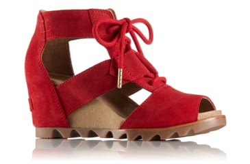 Image of Sorel Joanie Lace Suede Casual Boot, Womens, Bright Red, 9.5 US, 1797921691-9.5
