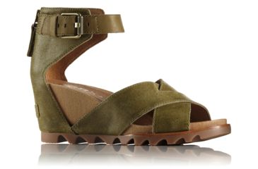 Image of Sorel Joanie Sandal II Leather, Womens, Olive Drab, 8 US, 1787341389-8