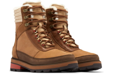 Image of Sorel Lennox Lace Cozy STKD Waterproof Boot - Women's, Velvet Tan, Warp Red, 9.5, 2009271-242-9.5