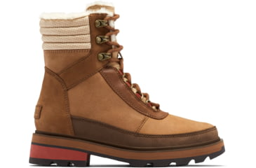 Image of Sorel Lennox Lace Cozy STKD Waterproof Boot - Women's, Velvet Tan, Warp Red, 9.5, 2009271-242-9.5