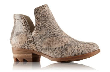 Image of Sorel Lolla Cut-Out Snake Print Suede Casual Boot, Womens, Natural, 9.5 US, 1787981120-9.5