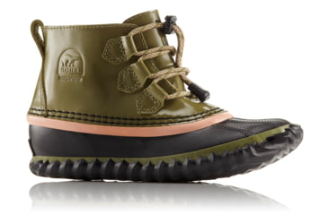 Image of Sorel Out N About Lace Patent Leather Casual Boot, Youth, Olive Drab/Black, 4 US, 1758561389-4