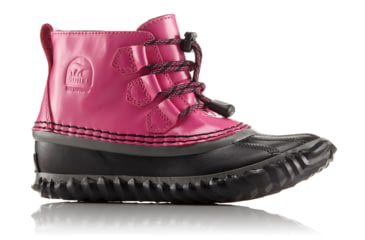 Image of Sorel Out N About Lace Patent Leather Casual Boot, Youth, Pink Ice/Black, 4 US, 1758561695-4