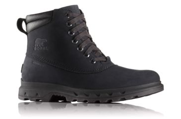 Image of Sorel Portzman Lace Nubuck Leather Casual Boot, Mens, Black/Black, 13 US, 1760761010-13