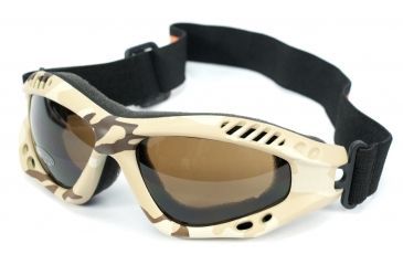Image of SOS Military / Desert Shield Goggles, Sand Camo Frame, Pc Anti Fog Brown 2.0mm Lens
