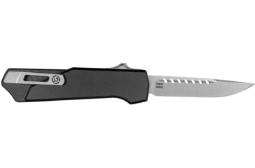 Image of Southern Grind Arachnid Automatic Folding Knife, 3.2 in, S35VN Steel, Point Plain Blade, Stonewash Drop, Black 7075-T6 Aluminum Handle, SG12030020