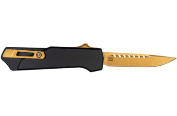 Image of Southern Grind Arachnid Automatic Folding Knife, 3.2 in, S35VN Steel, Drop Point Plain Blade, Bronze, Black 7075-T6 Aluminum Handle, SG12031020