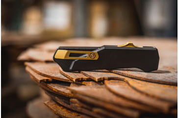 Image of Southern Grind Arachnid Automatic Folding Knife, 3.2 in, S35VN Steel, Drop Point Plain Blade, Bronze, Black 7075-T6 Aluminum Handle, SG12031020