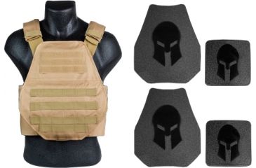 Image of Spartan Armor Systems AR500 Omega Body Armor And Shooters Cut Plate Carrier Package special, Tan, Medium-Extra Large SAS-AR500PKG-SPC-CT-SPEC-KIT