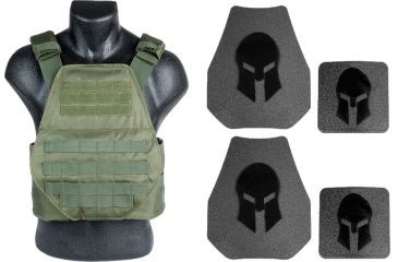 Image of Spartan Armor Systems AR500 Omega Body Armor And Shooters Cut Plate Carrier Package special, OD Green, Medium-Extra Large SAS-AR500PKG-SPC-OD-SPEC-KIT