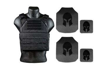 Image of Spartan Armor Systems AR550 Body Armor And Shooters Cut Plate Carrier Package special, Black, Medium-Extra Large, AR550PKG-SPC-BK-SPEC-KIT