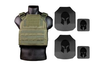 Image of USED Spartan Armor Systems AR550 Body Armor And Shooters Cut Plate Carrier Package special, OD Green, Medium-Extra Large, AR550PKG-SPC-OD-SPEC-KIT, EDEMO1