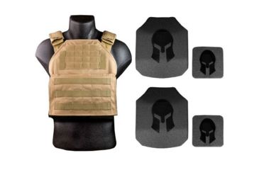 Image of Spartan Armor Systems AR550 Body Armor And Shooters Cut Plate Carrier Package special, Tan, Medium-Extra Large, AR550PKG-SPC-CT-SPEC-KIT