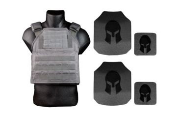 Image of Spartan Armor Systems AR550 Body Armor And Shooters Cut Plate Carrier Package special, Wolf Gray, Medium-Extra Large, AR550PKG-SPC-WG-SPEC-KIT