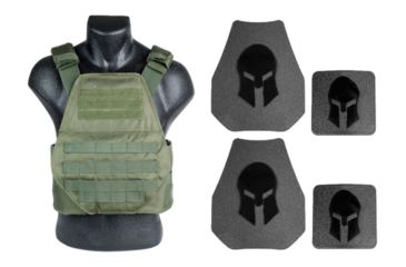 Image of USED Spartan Armor Systems AR550 Body Armor And Swimmers Cut Plate Carrier Package special, OD Green, Medium-Extra Large, AR5-SPW-OD-SPEC-KIT, EDEMO1