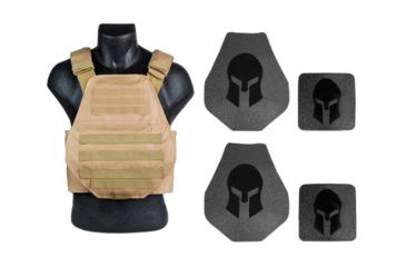 Image of Spartan Armor Systems AR550 Body Armor And Swimmers Cut Plate Carrier Package special, Tan, Medium-Extra Large, AR5-SPW-CT-SPEC-K