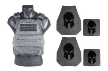 Image of Spartan Armor Systems AR550 Body Armor And Swimmers Cut Plate Carrier Package special, Wolf Gray, Medium-Extra Large, AR5-SPW-WG-SPEC-KIT