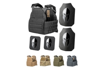 Image of Spartan Armor Systems AR550 Omega Body Armor And 10x12 Sentinel Plate Carrier Package, Black, Coyote Brown, Multi Cam, SparTan Green, Wolf Gray