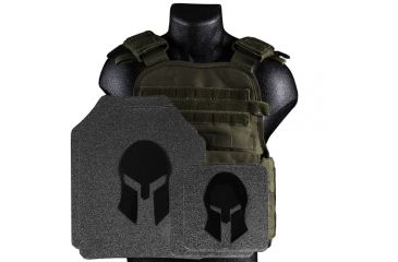 Image of Spartan Armor Systems Armor/condor Defender Extra Large Plate Carrier And AR550 Body Armor Platform Single Curve, Base Coat, OD Green, 2XL-4XL SAS-PKG550-DFPC-OD-KIT