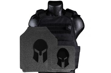 Image of Spartan Armor Systems Armor/condor Mopc Plate Carrier And AR550 Level III+ Body Armor Platform Single Curve, Base Coat, Black, Medium-2XL SAS-PKG550-MOPC-BK-KIT